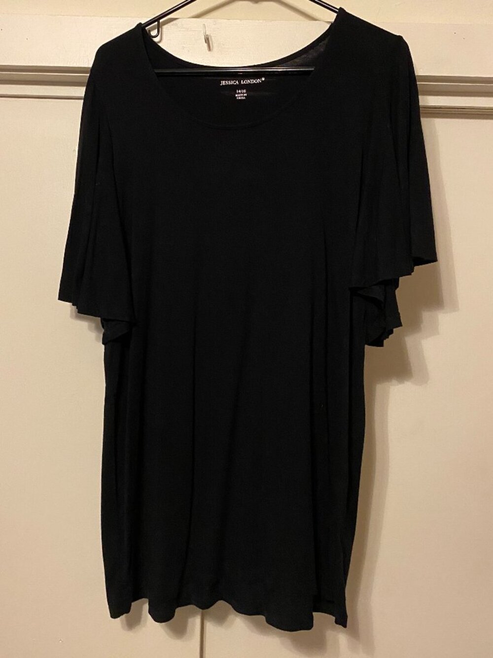 Jessica London, super comfy, 95% rayon, black tunic, size 14/16